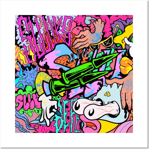 Colorful Slluks montage graffiti illustration Wall Art by slluks_shop